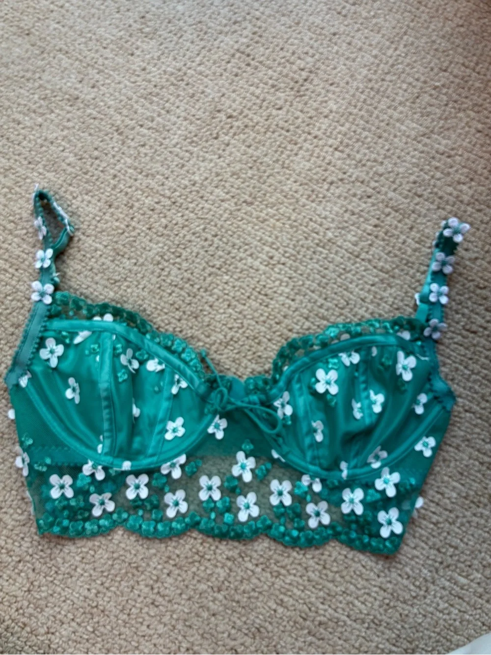 For Love & Lemons Floral Lace Longline Bralette top - Picture 5 of 6